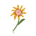 Artistic sunflower brooch with yellow enamel petals and crystal inlaid floral center - Sunflower Style (C323-A)