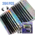 Kit extension ciglia fai da te con 204 ciuffi neri e strumenti professionali inclusi - Stile DIY-SET-240 (Con Rimosso Colla)