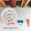 White silicone mold for DIY fondant mustache and bow tie crafts with size measurements - Mustache and Bow Tie Style / Gray