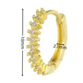 Golden hoop earring with micro-set zircons showing 10mm diameter and 2.1mm width - EK00191 / Gold