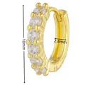 Gold plated huggie hoop earring with clear zircons, 10mm outer diameter and 2.8mm width - EK00188 / Gold