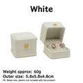 White square crown jewelry box in faux leather finish for rings and earrings - Stud Earring Box / White