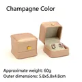 Boîte à bijoux champagne en similicuir avec couronne dorée pour bagues et boucles - Boîte à Boucles d'Oreilles / Bleu foncé
