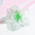 Molla per capelli a fiore in verde trasparente sfumato con decorazione a macchie bianche - Motivo a Fiocco di Neve Verde