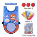 Kids blue outdoor activity vest set with lion print, target zones, and 3 soft cotton balls - One Size / Blue Lion Sticky Vest Set (1911-1)