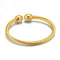 Adjustable gold twisted cable open bangle with magnetic ball ends for therapy - Gold