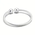 Adjustable magnetic cuff bracelet with twisted rope design in polished silver finish - Silver