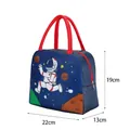 Navy blue astronaut cartoon insulated lunch bag with red handles and zip 22x19x13cm - Blue Astronaut Tongle