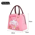Pink cartoon rabbit insulated lunch bag with portable handles and 22x13x19cm dimensions - Pink Rabbit Lovely