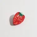 Graziosa pinza per capelli a fragola rossa con foglie verdi in finitura lucida per ragazze - Stile Fragola Grande (4.5CM)