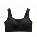 Damen Plus Size nahtloser schwarzer BH mit Geleestreifen und breiten Trägern - S / Schwarz