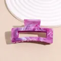Large anti-slip purple marble square hair claw clip with cutout design for women - Pink