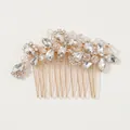 French vintage gold bridal hair comb with shimmering crystals and rhinestone vine patterns - Gold