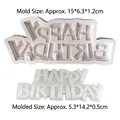 Weiße Happy Birthday Silikonform mit Größenangaben für die DIY Kuchendekoration - Standard Spezifikation / Grau