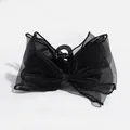 Elegant black oversized mesh bow hair claw clip with a glossy finish for women - Black Mesh Claw Clip