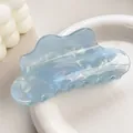 Schimmernde hellblaue Haarklammer in Wolkenform mit schillernder Acetat-Struktur - 10.5cm / Blaue Wolke