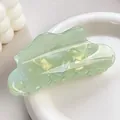 Translucent light green acetate shark hair claw clip with elegant marble texture - 10.5cm / Green Cloud