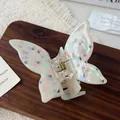 Pince à cheveux papillon élégante en acétate nacré coloré avec ressort doré - 6.5cm / Vert Aquatique