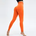 Legging de yoga sans couture taille haute orange avec effet push-up fessier - S / Bas / Orange