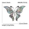 Broche de mariposa de moda con alas de concha de abulón natural y cristales - Plateado (MM-BR-2710-SL)