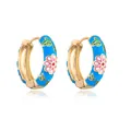 Blue enamel daisy earrings in 18k gold plating featuring floral patterns - Sky Blue Enamel Daisy (42448)
