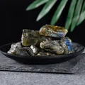 Natural labradorite raw stones with blue flashes on black tray for aromatherapy - Labradorite (Small) / Labradorite / Dark Gray