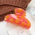 Vintage floral hair claw clip in vibrant orange and pink patterns for elegant hairstyles - 8.5cm / Orange Flower
