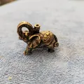 Miniature vintage brass elephant figurine incense holder with traditional relief patterns - Large Elephant Holder / Bronze