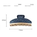 Luxurious 7.5cm dark blue acetate hair claw clip with crystal rhinestones and gold accents - Dark Blue