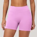 Short de yoga sans couture taille haute en violet clair avec ceinture en V - Rose Clair