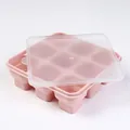 Stampo per ghiaccio in silicone rosa a 9 scomparti con coperchio per uso alimentare - Rosa carne