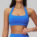 Soutien-gorge de sport bleu roi à dos nu avec col carré et large bande de maintien - Cloisonné