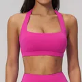 Soutien-gorge de sport dos nu rose vif à fort impact pour le yoga et le fitness - Magenta
