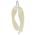 Élastique à cheveux élégant en satin blanc crème avec nœud et longs rubans pendants - Beige