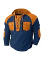 Felpa da uomo in maglia a nido d'ape blu navy e arancione con coulisse - S / Blu navy
