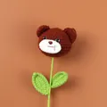 Handmade brown crochet bear flower bouquet with green leaves for children's gifts - Brown Bear Style (Large)