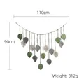 Arazzo bohémien fatto a mano con foglie verdi e beige, larghezza 110cm e altezza 90cm - 110cmx90cm / Verde