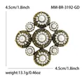 Vintage baroque cross brooch with white pearls and gold metal finish 4.5cm - Gold
