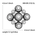 Silver vintage baroque pearl brooch in cross flower design with dimension details - Silver