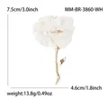 Elegante witte rozenbroche met gouden steel inclusief afmetingen en gewicht van het product - Wit