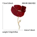 Elegante rode papaver bloem speld van acryl met gouden steel en afmetingen - Bordeauxrood
