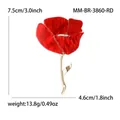 Elegante rode klaproos broche met marmeren textuur en goudkleurige blad afwerking - Rood