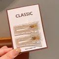 Set of two silver glitter resin rectangular hair clips with gold metal base - White Square Hair Clips