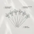 Sechsteiliges Set silberner U-Haarnadeln mit funkelnden Strasssteinen im Sterndesign - Kreuzstern-Wassertropfen-Stil / Silber