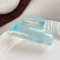 Hellblauer Haarklammer mit Marmormuster aus Acryl in glänzendem, halbtransparentem Design - Minzgrün (8.3CM)