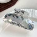 Durchsichtige rauchgraue Haarklammer aus Acryl mit farbenfrohen Tintenmustern innen - Carbonschwarz (8.3CM)