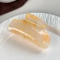 Amber marble acetate hair claw clip with warm yellow and cream textured finish - Orange Yellow (8.3CM)