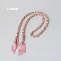 Correa de cadena dorada con cinta de seda rosa para bolsos con ganchos de metal 120cm - 120cm / Rosa