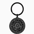 Llavero de acero inoxidable negro con el sello grabado de los siete arcángeles - Negro