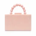 Pink marble acrylic evening clutch bag with round beaded handle for wedding party - Pink Multi